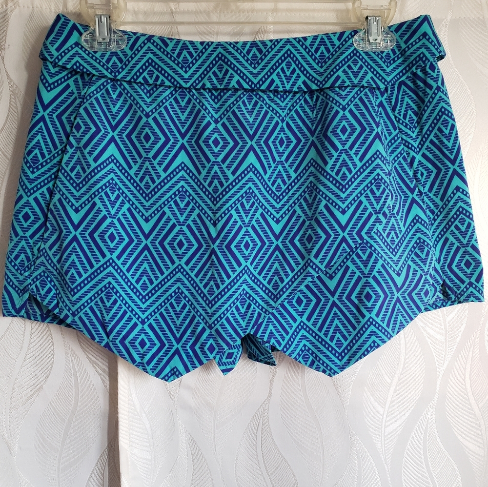 Turquoise Geometric Skort